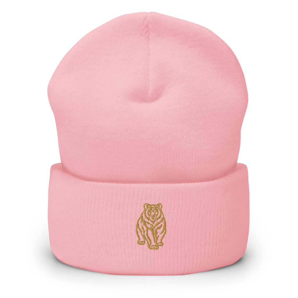 SPIRIT OF THE BEAR – Umgeschlagener Beanie mit Bären-Stick – Produktansicht