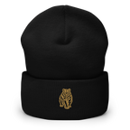 SPIRIT OF THE BEAR – Umgeschlagener Beanie mit Bären-Stick – Produktansicht