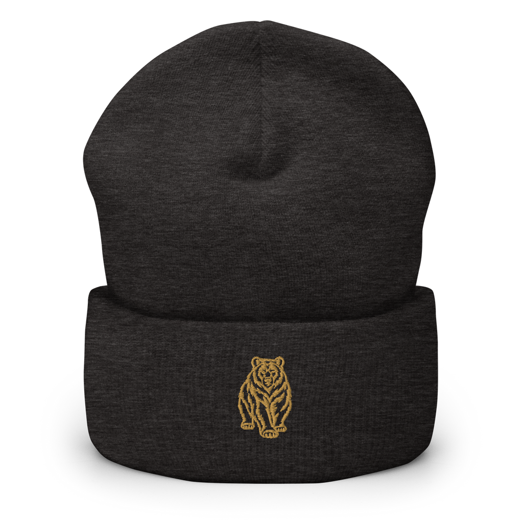 SPIRIT OF THE BEAR – Umgeschlagener Beanie mit Bären-Stick – Produktansicht