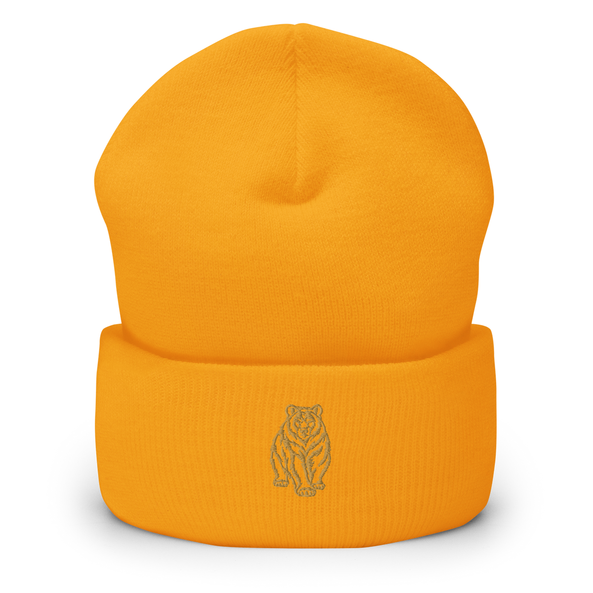 SPIRIT OF THE BEAR – Umgeschlagener Beanie mit Bären-Stick – Produktansicht