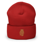 SPIRIT OF THE BEAR – Umgeschlagener Beanie mit Bären-Stick – Produktansicht