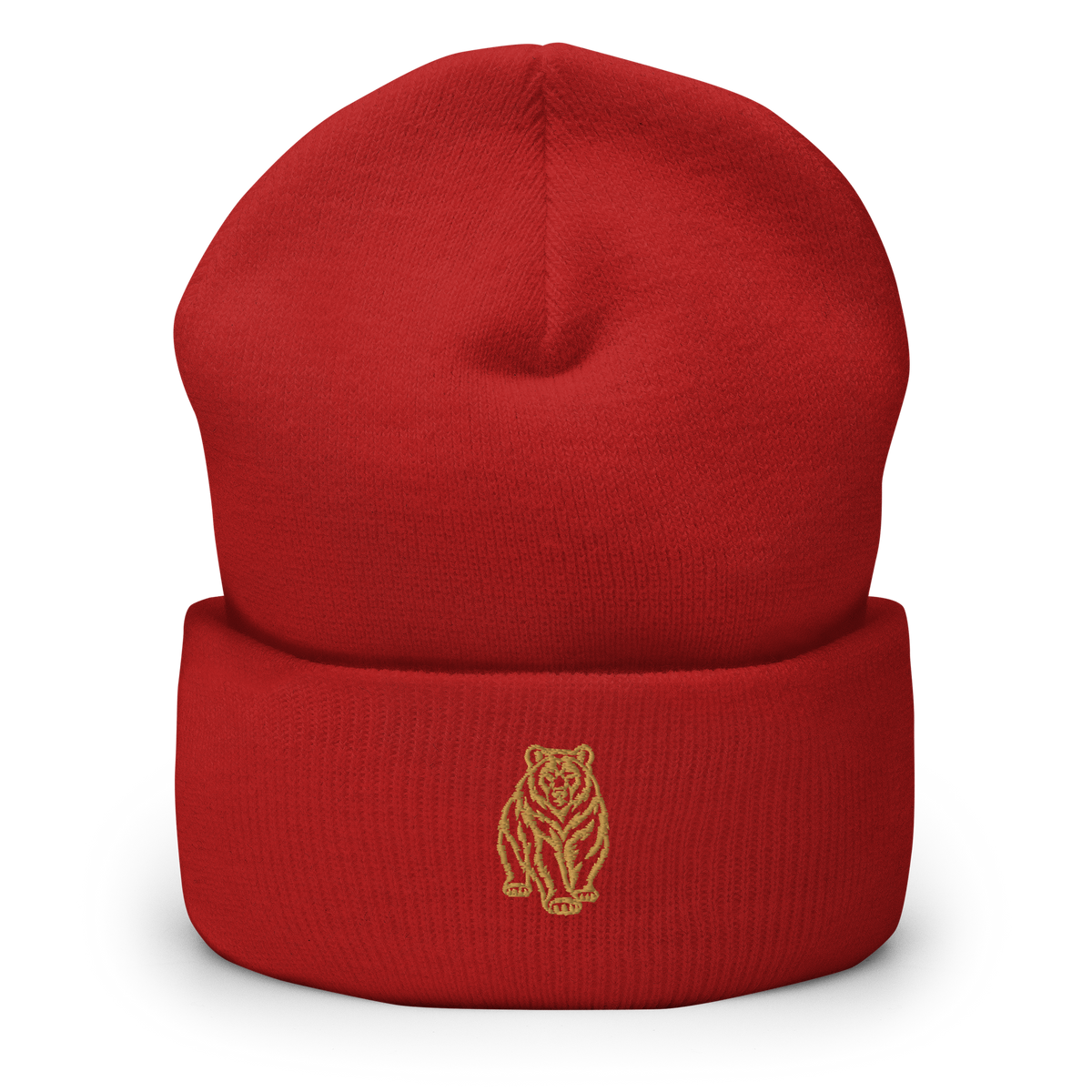 SPIRIT OF THE BEAR – Umgeschlagener Beanie mit Bären-Stick – Produktansicht