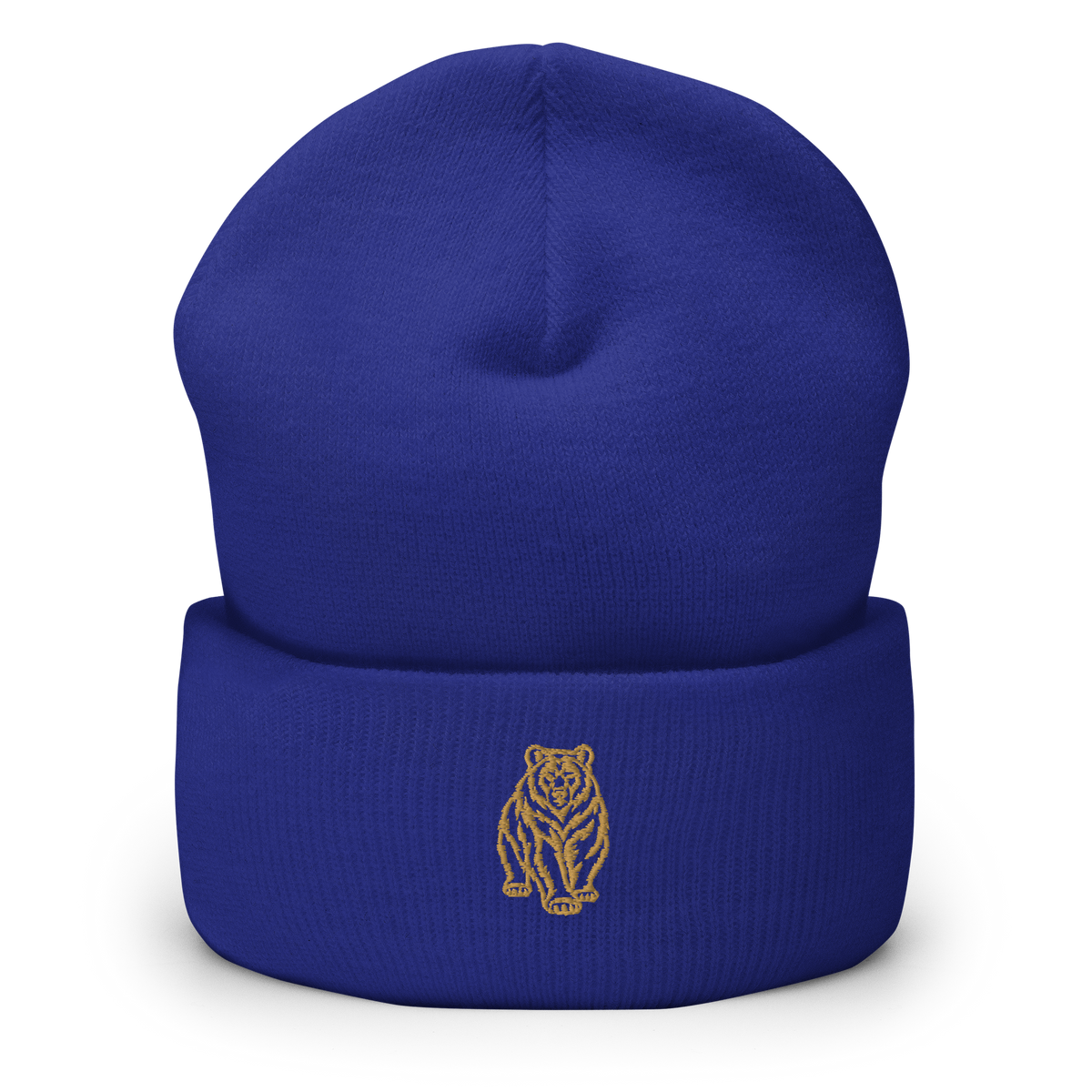 SPIRIT OF THE BEAR – Umgeschlagener Beanie mit Bären-Stick – Produktansicht
