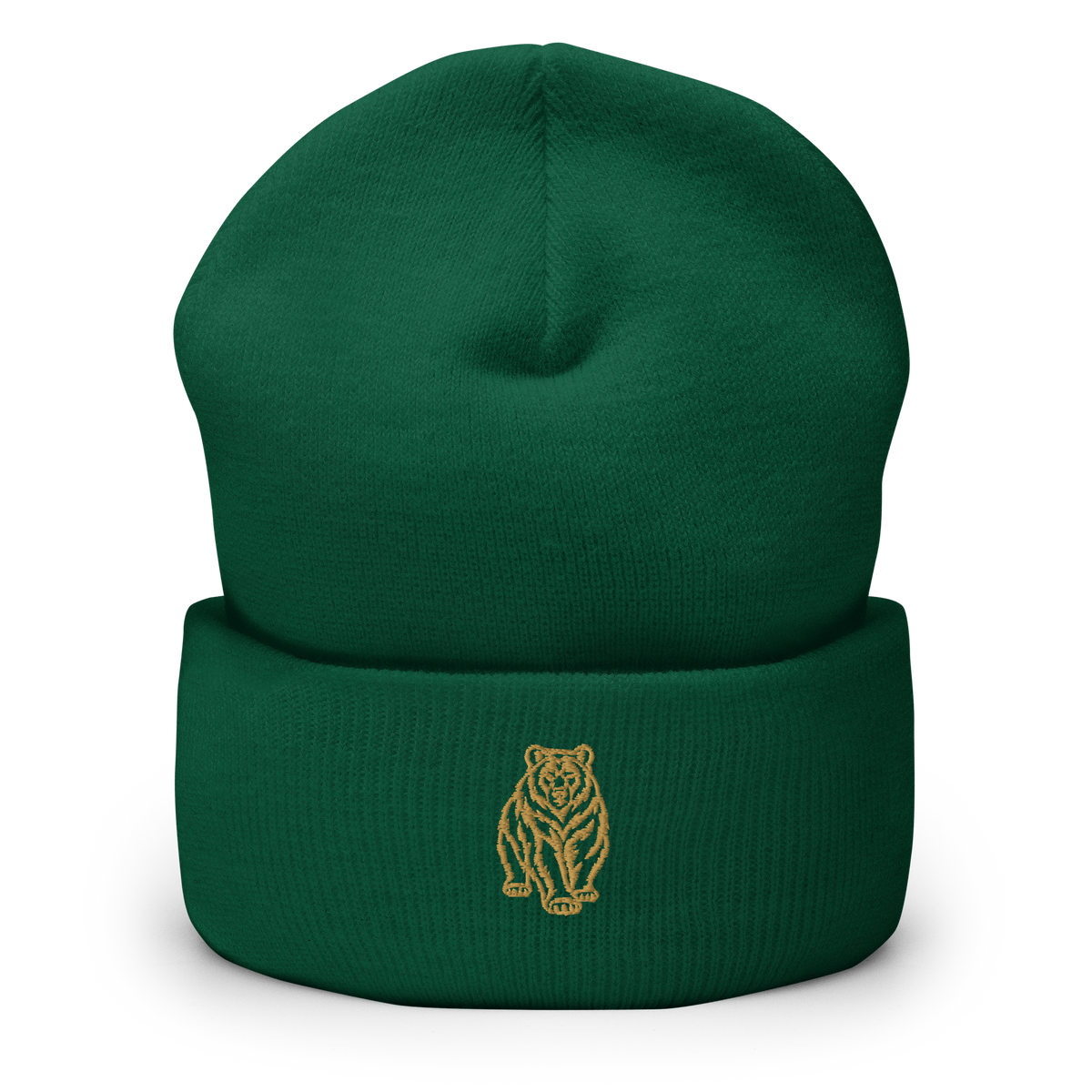 SPIRIT OF THE BEAR – Umgeschlagener Beanie mit Bären-Stick – Produktansicht