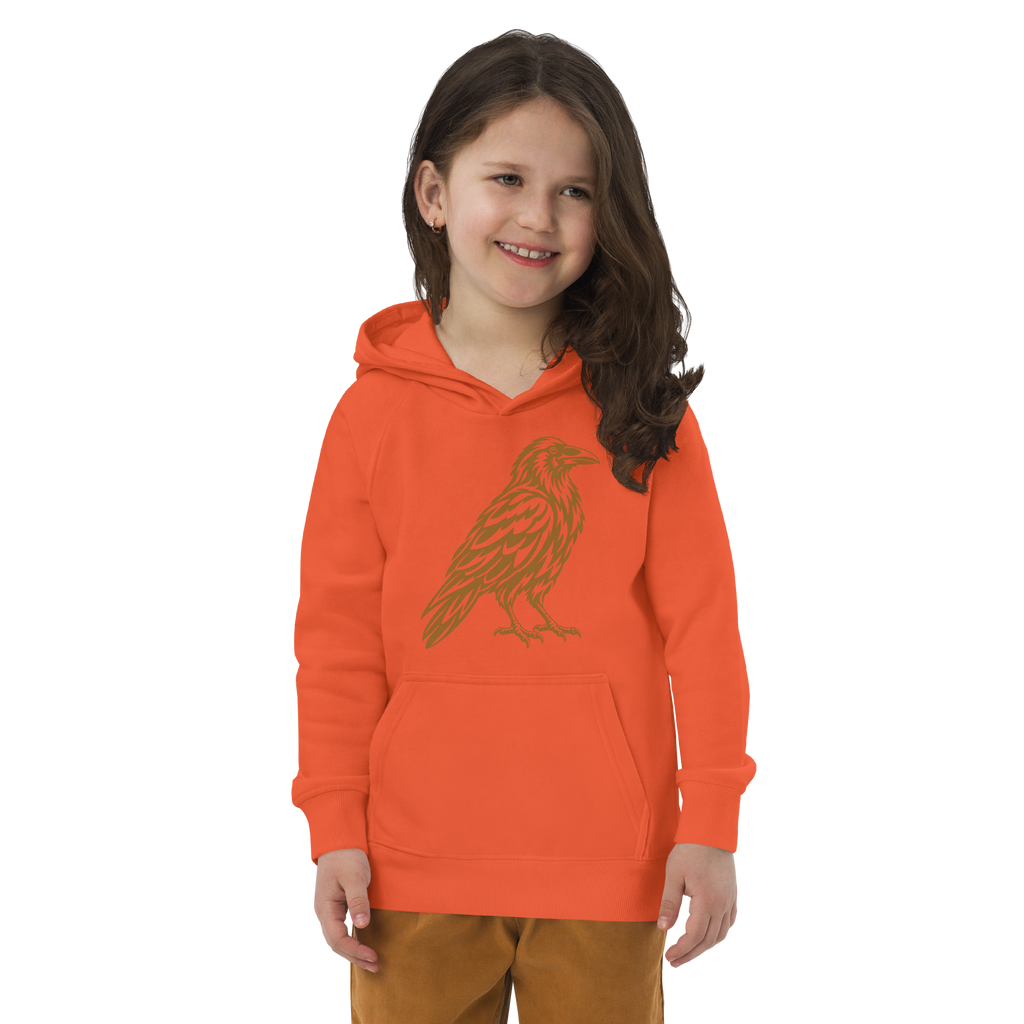 SPIRIT OF THE RAVEN – Kinder-Bio-Hoodie mit Rabenprint – Produktansicht