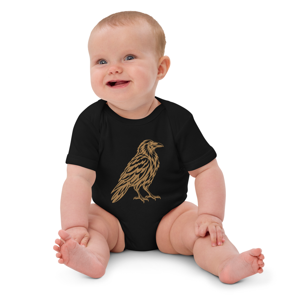 SPIRIT OF THE RAVEN – Baby-Bio-Body mit Rabenprint – Produktansicht