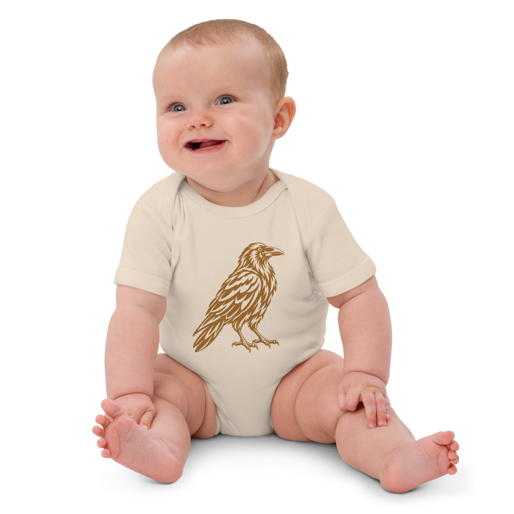 SPIRIT OF THE RAVEN – Baby-Bio-Body mit Rabenprint – Produktansicht
