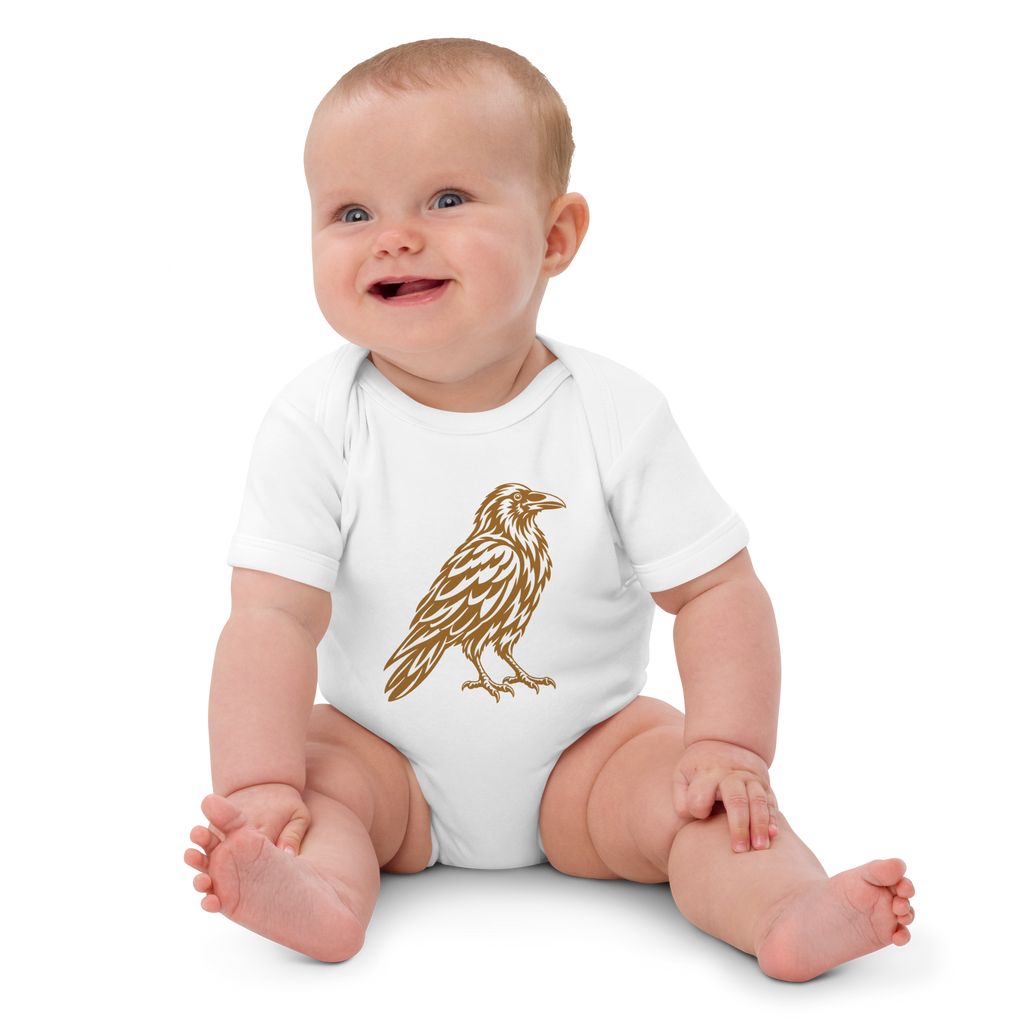 SPIRIT OF THE RAVEN – Baby-Bio-Body mit Rabenprint – Produktansicht