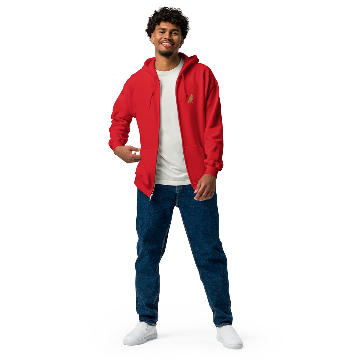 SPIRIT OF THE RAVEN – Zip-Hoodie mit Raben-Stickerei – Produktansicht