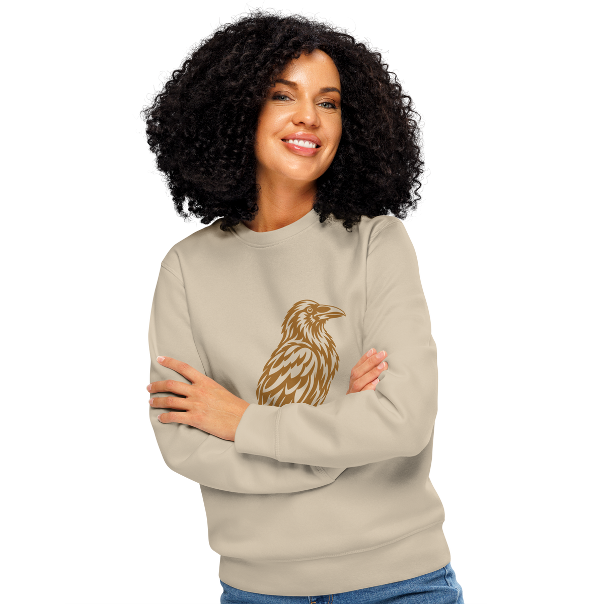 SPIRIT OF THE RAVEN – Unisex Bio-Sweatshirt mit Rabenprint – Produktansicht