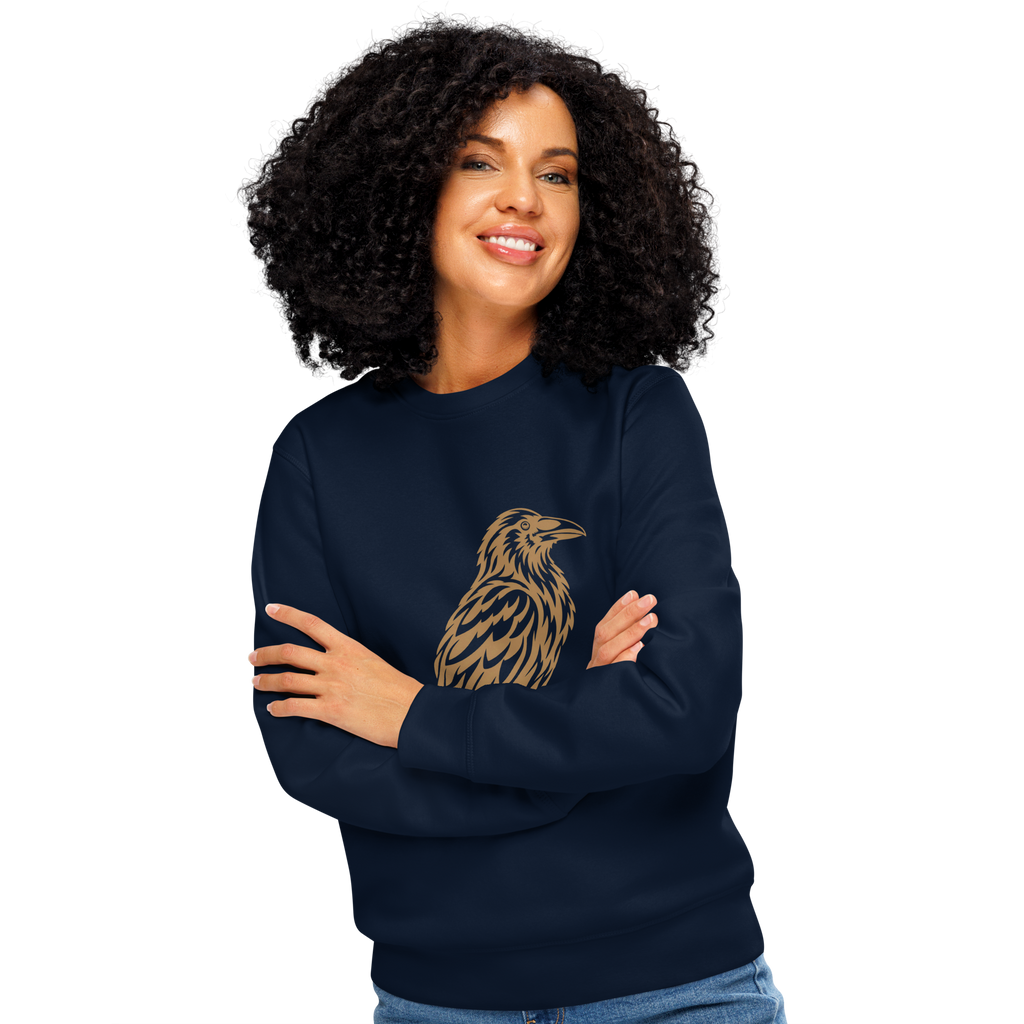 SPIRIT OF THE RAVEN – Unisex Bio-Sweatshirt mit Rabenprint – Produktansicht