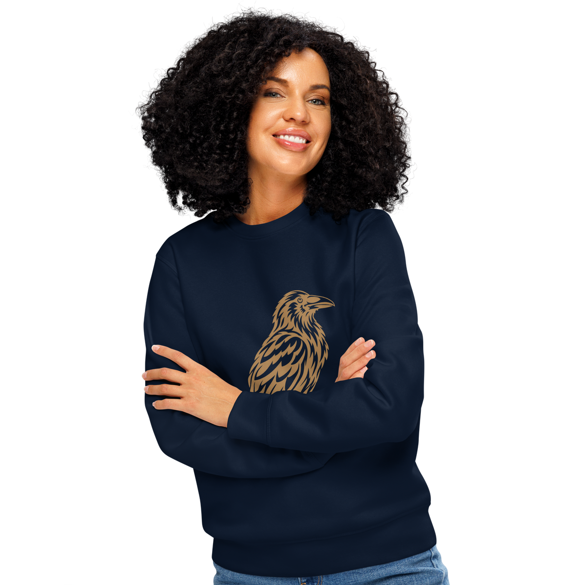 SPIRIT OF THE RAVEN – Unisex Bio-Sweatshirt mit Rabenprint – Produktansicht