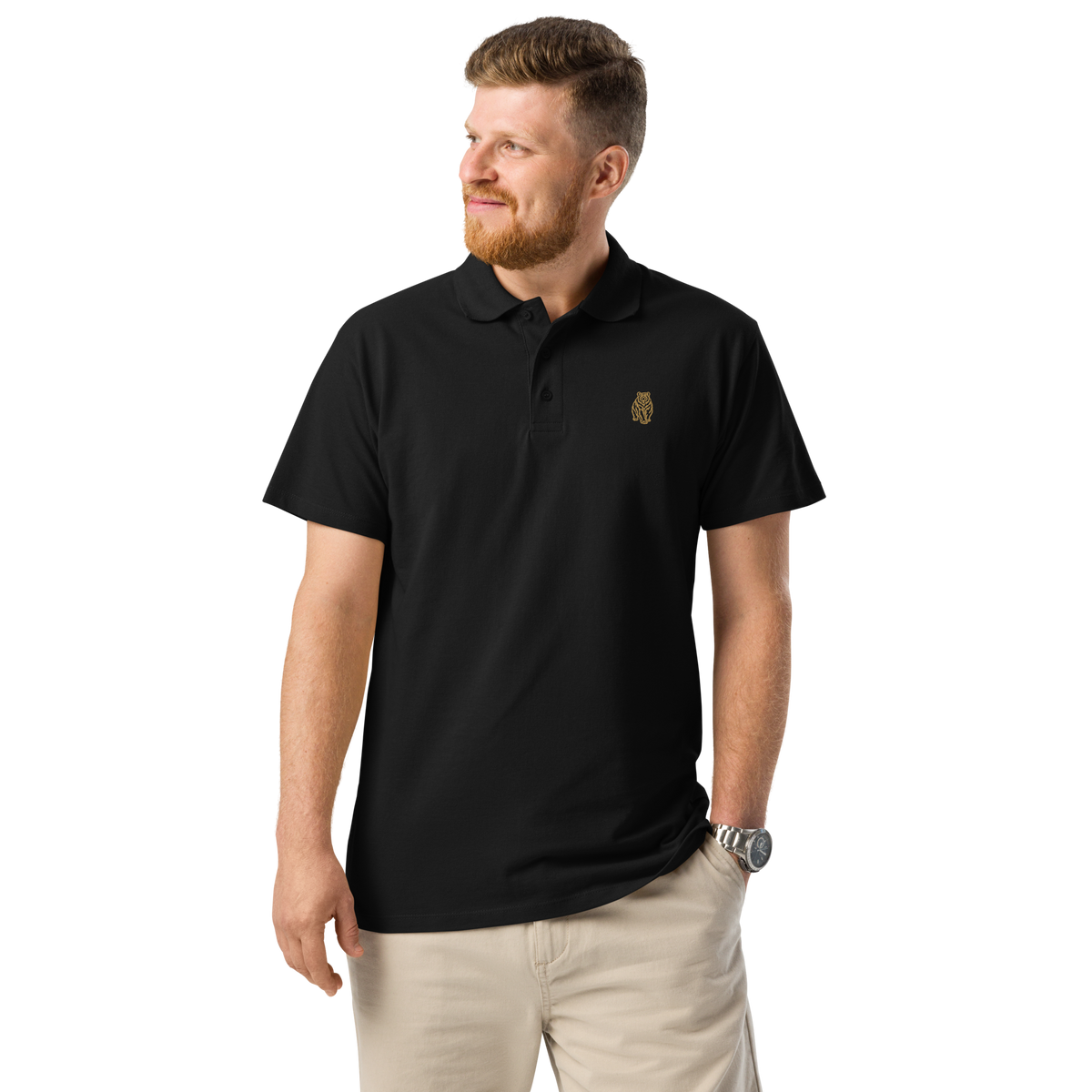 SPIRIT OF THE BEAR – Herren-Poloshirt mit Bären-Stickerei – Produktansicht