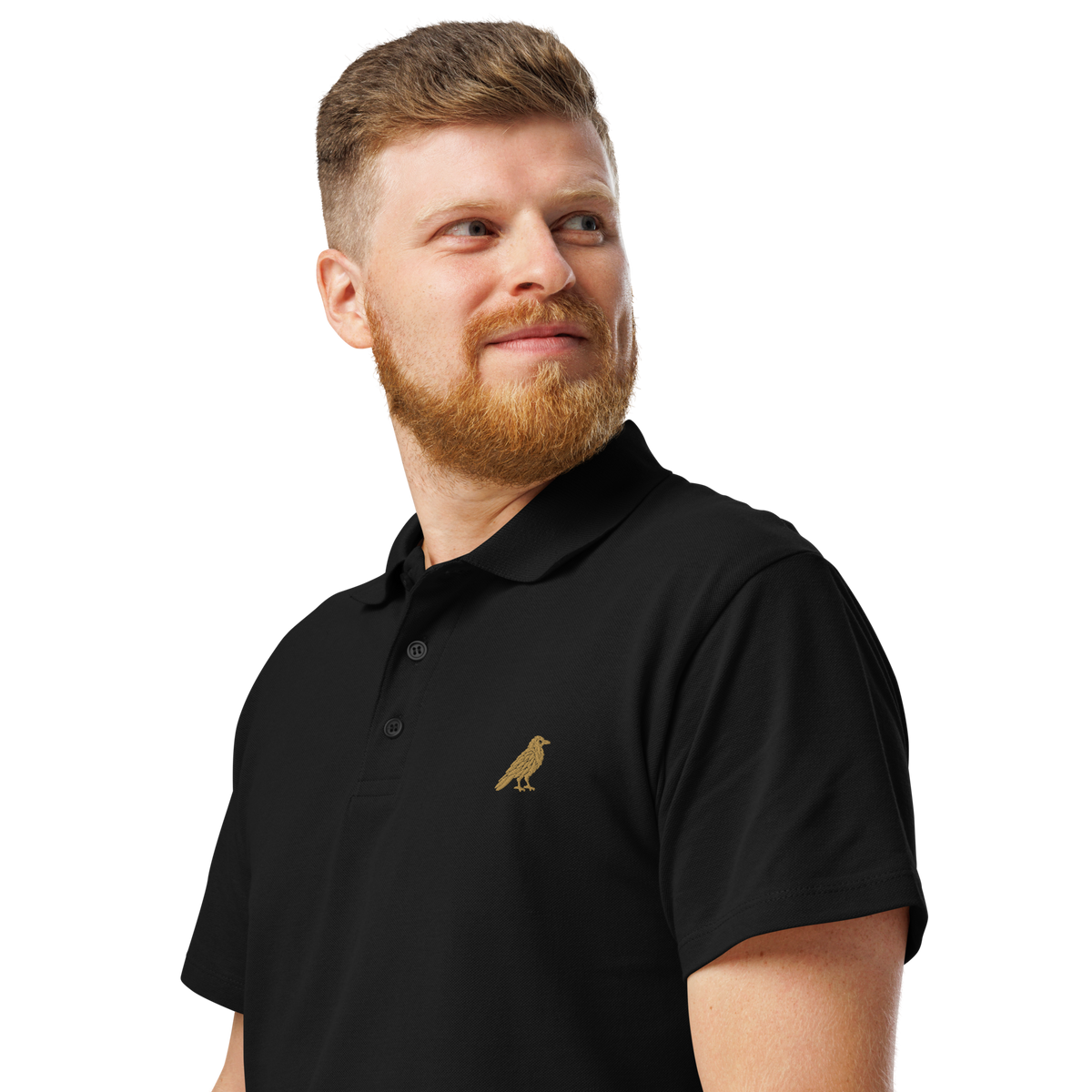 SPIRIT OF THE RAVEN – Herren-Poloshirt mit Raben-Stickerei – Produktansicht