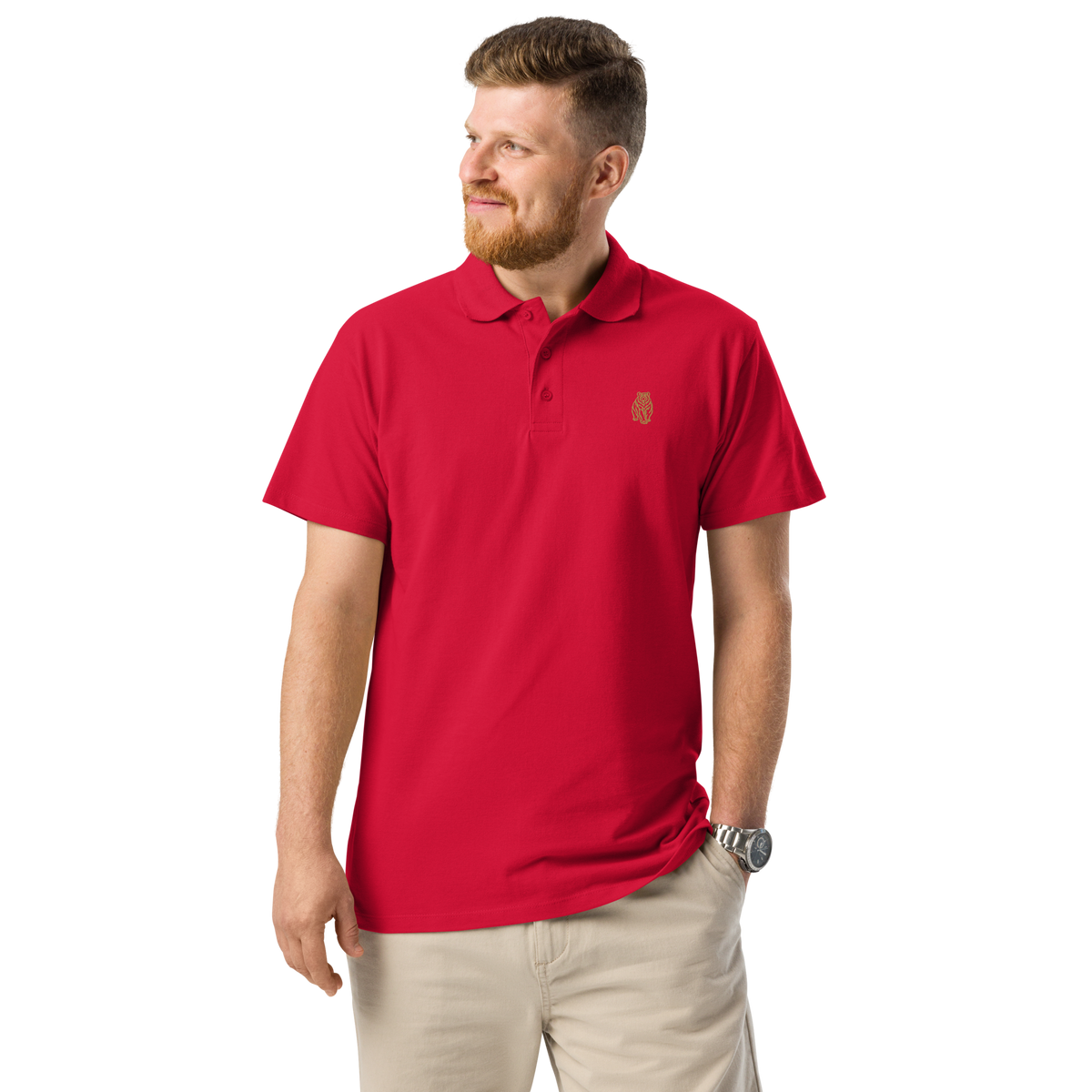 SPIRIT OF THE BEAR – Herren-Poloshirt mit Bären-Stickerei – Produktansicht